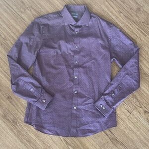 Michael Kors Men's Slim-Fit  Polka Dot-Print Button-Down Shirt. Sz Large